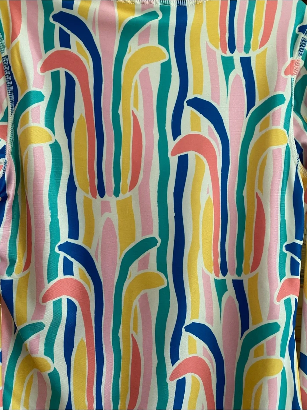 Tea Collection Rainbow Stripe Print Long Sleeve Rashguard One Piece Swimsuit 12